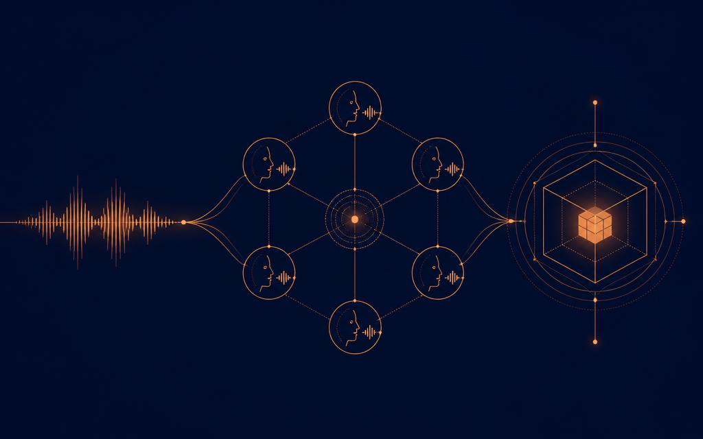 Illustration d'une orchestration d'agents IA vocaux